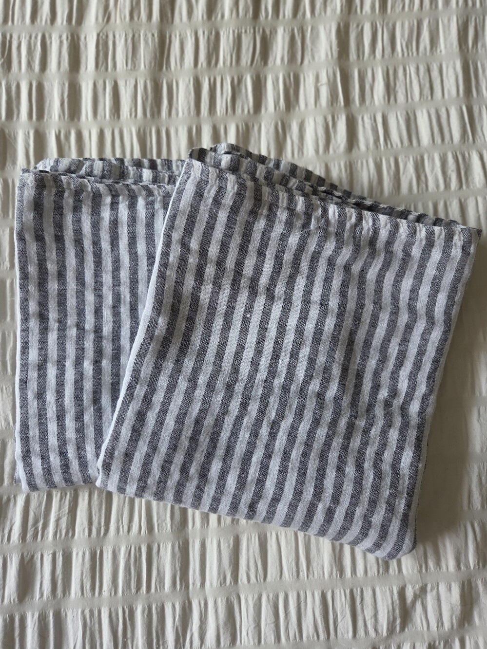 ​brooklinen set of 2 linen king pillowcases stripe grey white